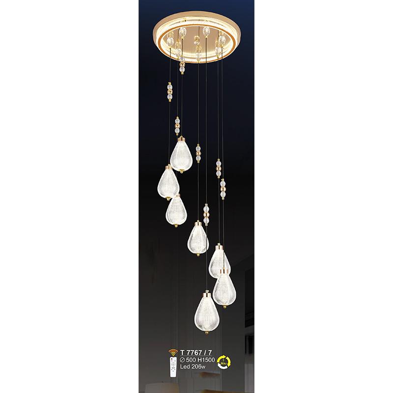 Đèn treo trang trí LED 206W - Ø500*H1500 - 3 màu ánh sáng
