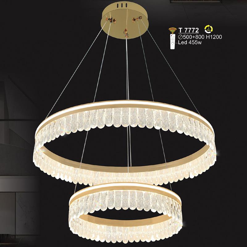Đèn treo trang trí LED 455W - Ø500+800*H1200 - 3 màu ánh sáng