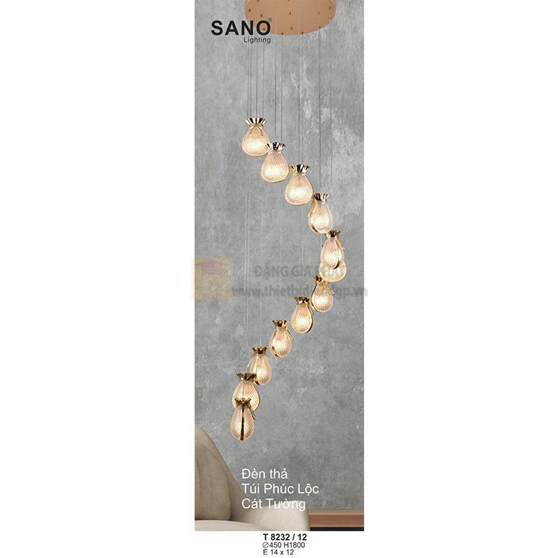 Đèn treo túi Phúc Lộc Cát Tường - E14*12 - Ø450*H1800