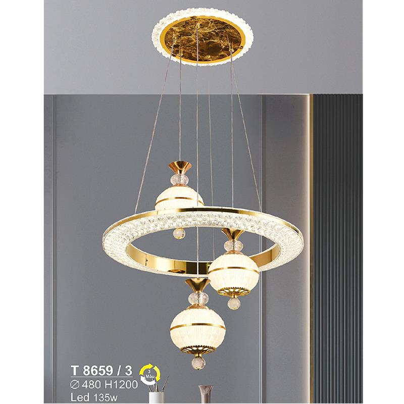 Đèn treo bàn ăn LED 135W - Ø480*H1200 - 3 màu ánh sáng