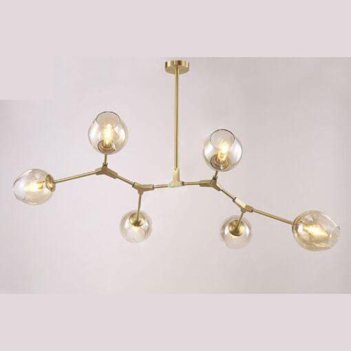 Đèn thả Led Verona nghệ thuật E27 x 6, Chao màu trà, Ø800 x H800