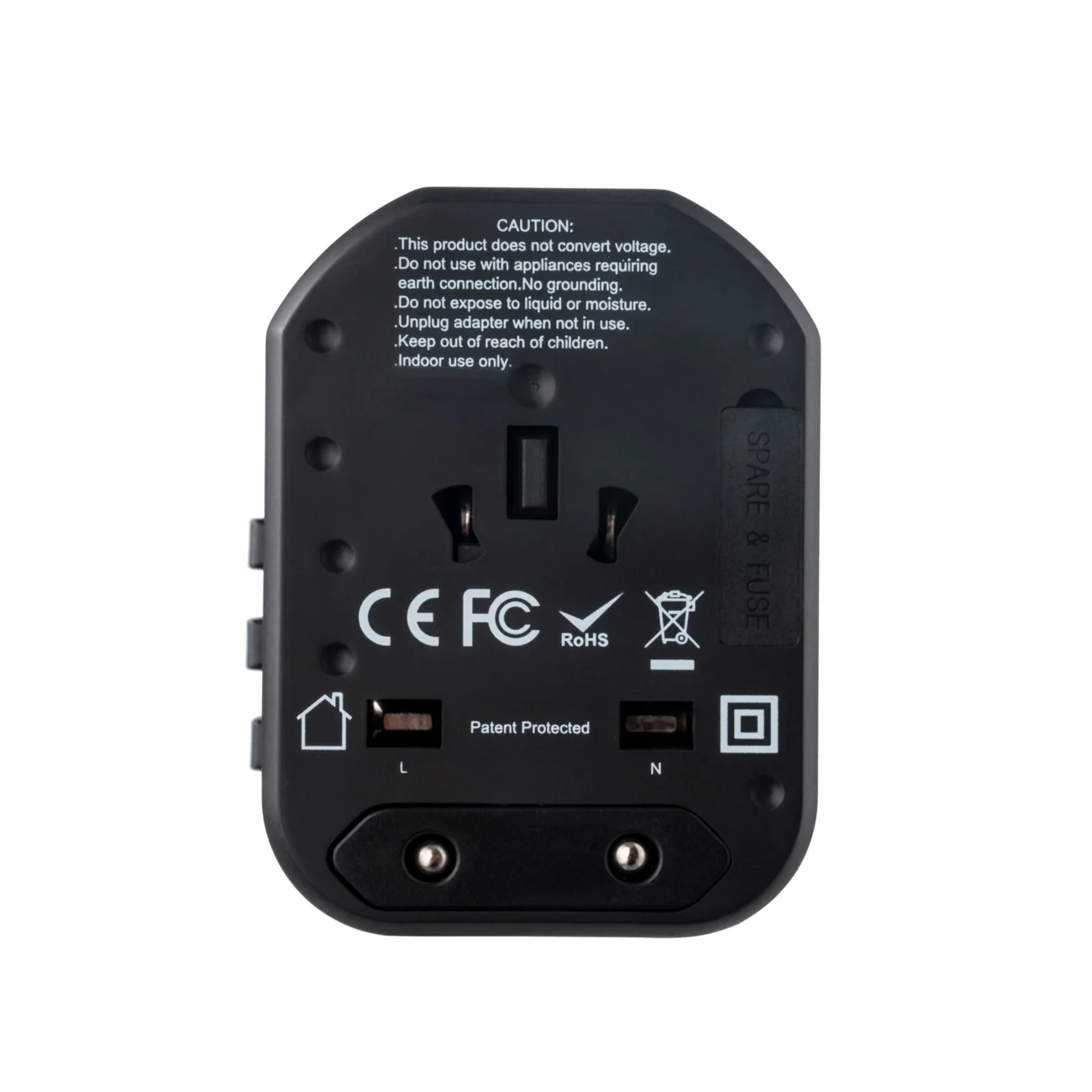 Ổ cắm du lịch đa năng MPE, chân cắm kiểu Châu Âu, Úc, Mỹ Tích hợp 2 sạc USB mã TA5