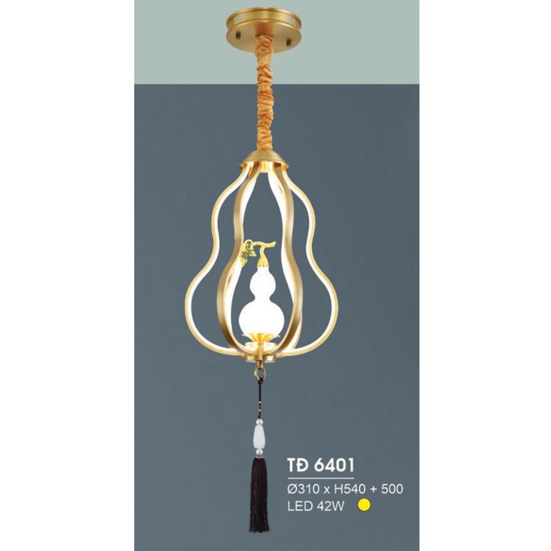 Đèn treo đồng Ø310*H540+500 - LED 42W, ánh sáng vàng