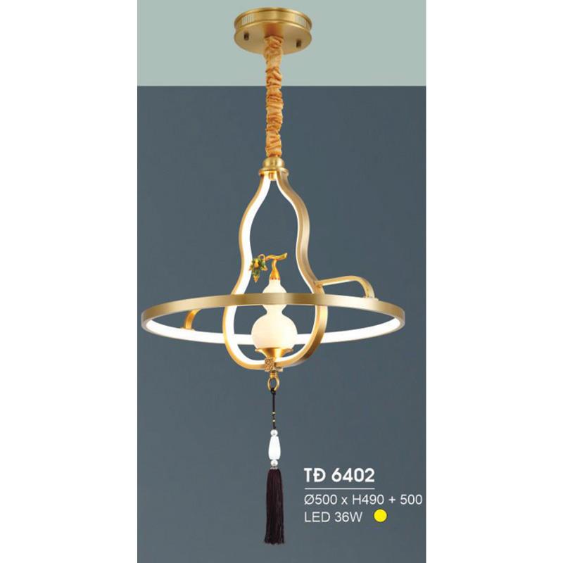 Đèn treo đồng Ø500*H490+500 - LED 36W, ánh sáng vàng