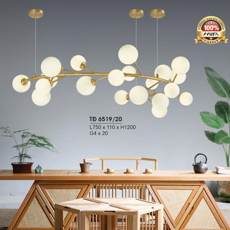 Đèn treo đồng L750*110*H1200-G4*20