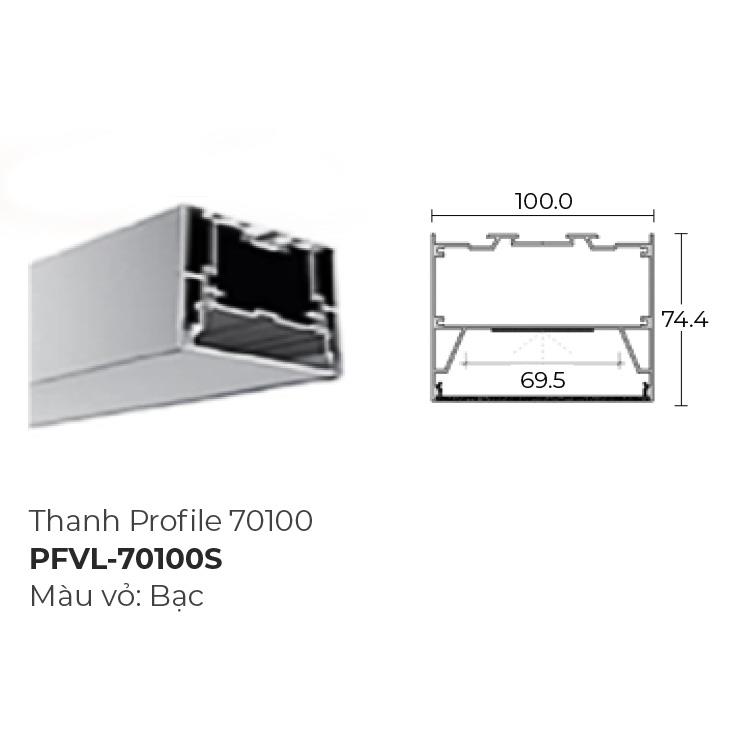 Thanh profile 70100 VinaLed màu bạc