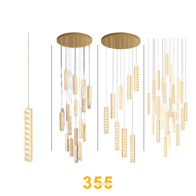 Đèn thả pha lê 355 DECOR THD1002 Led 3 CĐ