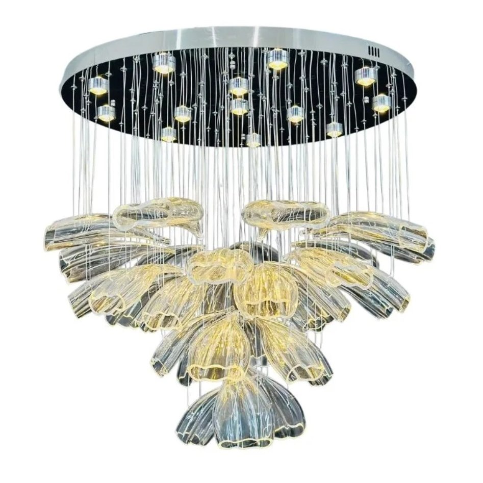 Đèn thả chao thủy tinh 355 Decor THD32 Ø800*H1500