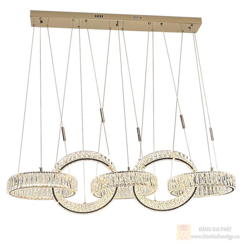Đèn treo hiện đại Thân Inox Vàng, Dây Dài 4M - L1500 - Ø300*3+Ø400*2