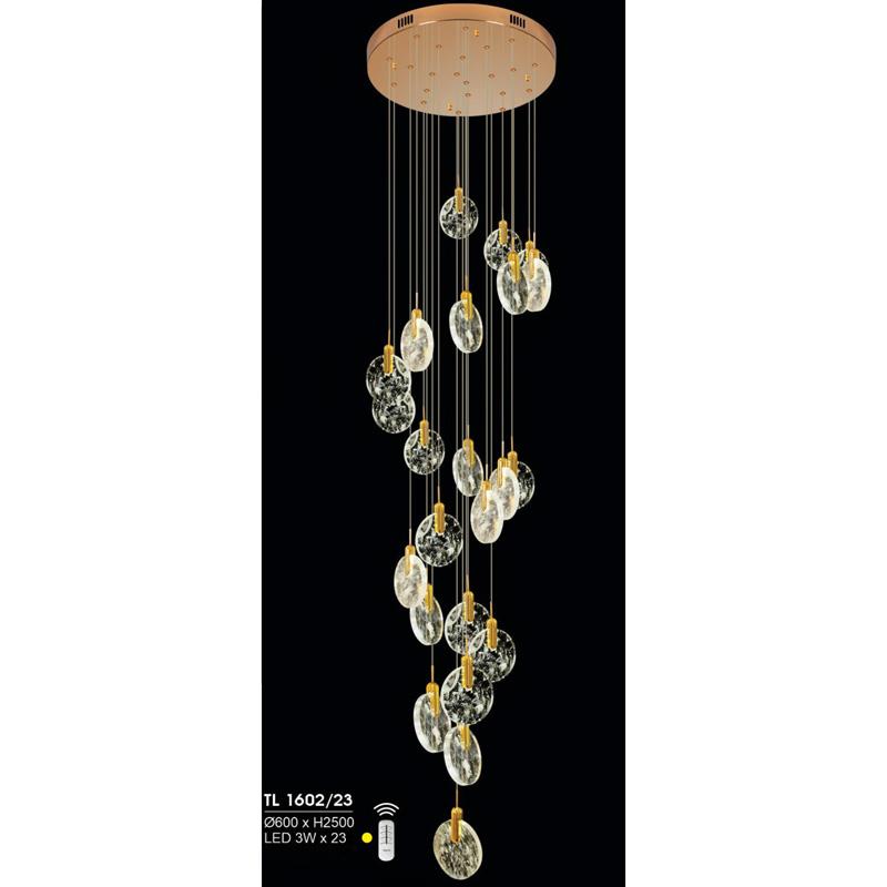Đèn treo led trang trí Ø600*H2500 - LED 3W*23, ánh sáng vàng