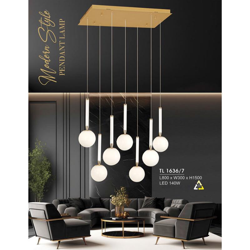 Đèn treo led trang trí L800*W300*H1500 - LED 140W - ánh sáng 3 CĐ