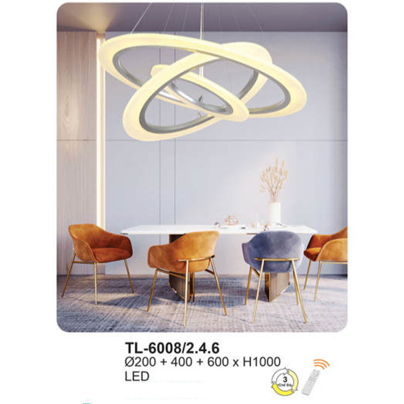 Đèn thả trang trí Andora Ø200 + 400 + 600 x H1000 - LED 3 CĐ + Remote