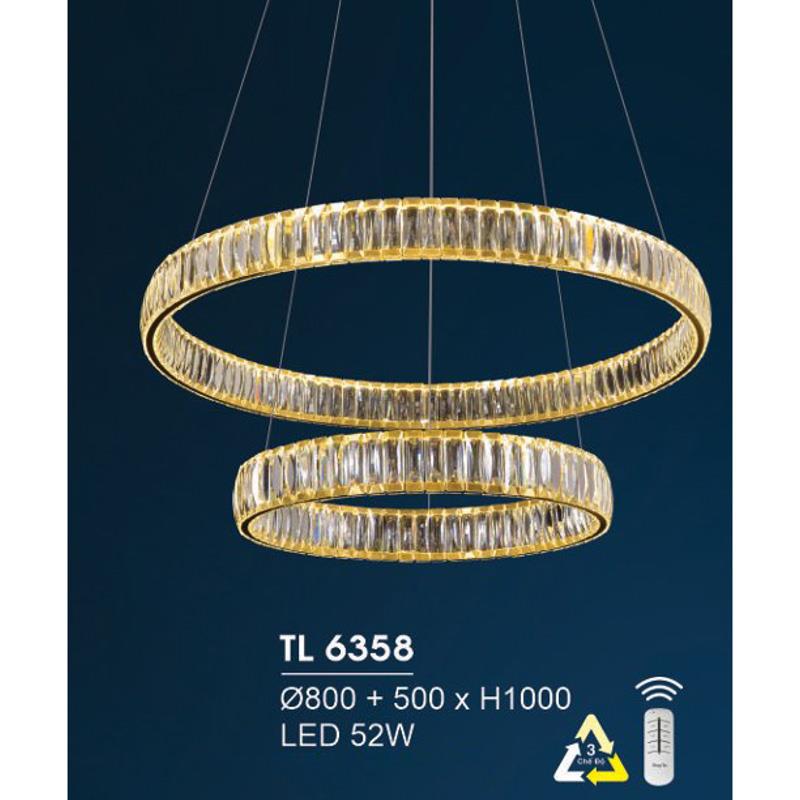 Đèn treo led trang trí Ø800 +500*H1000 - LED 52W, ánh sáng 3 chế độ
