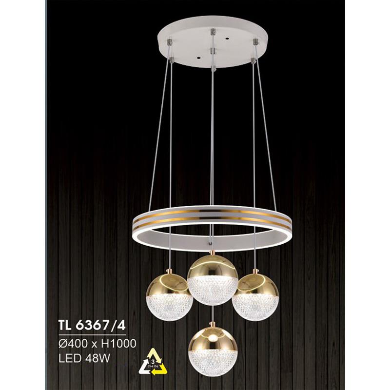Đèn treo led trang trí Ø400*H1000 - LED 48W, ánh sáng 3 chế độ