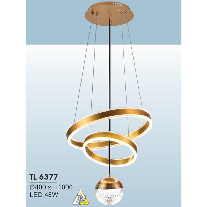 Đèn treo led trang trí Ø400*H1000 - LED 48W, ánh sáng 3 chế độ