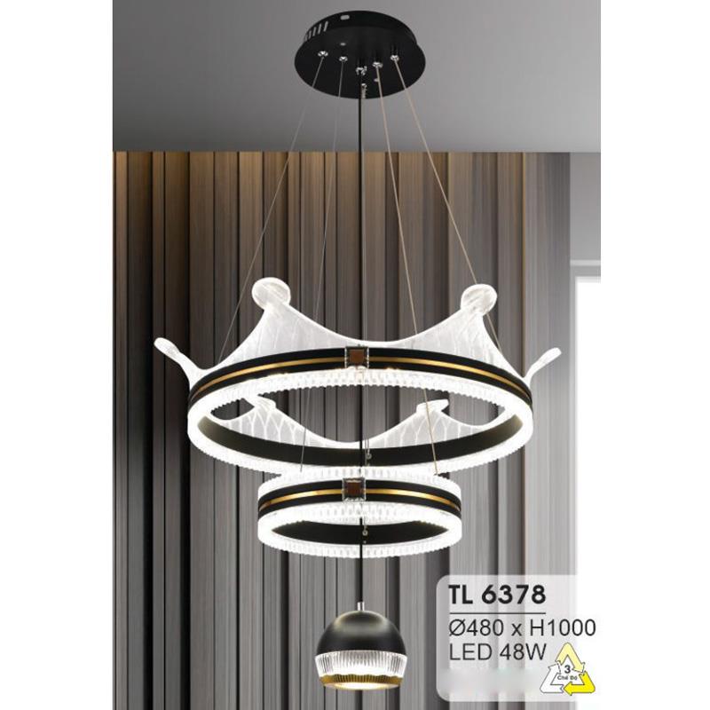 Đèn treo led trang trí Ø480*H1000 - LED 48W, ánh sáng 3 chế độ