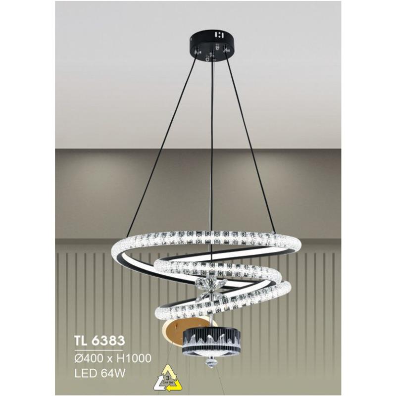 Đèn treo led trang trí Ø400*H1000 - LED 64W, ánh sáng 3 chế độ