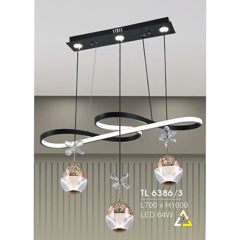 Đèn treo led trang trí L700*H1000 - LED 64W, ánh sáng 3 chế độ