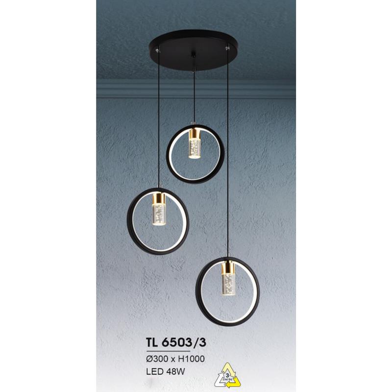 Đèn treo led trang trí Ø300*H1000 - LED 48W, ánh sáng 3 chế độ