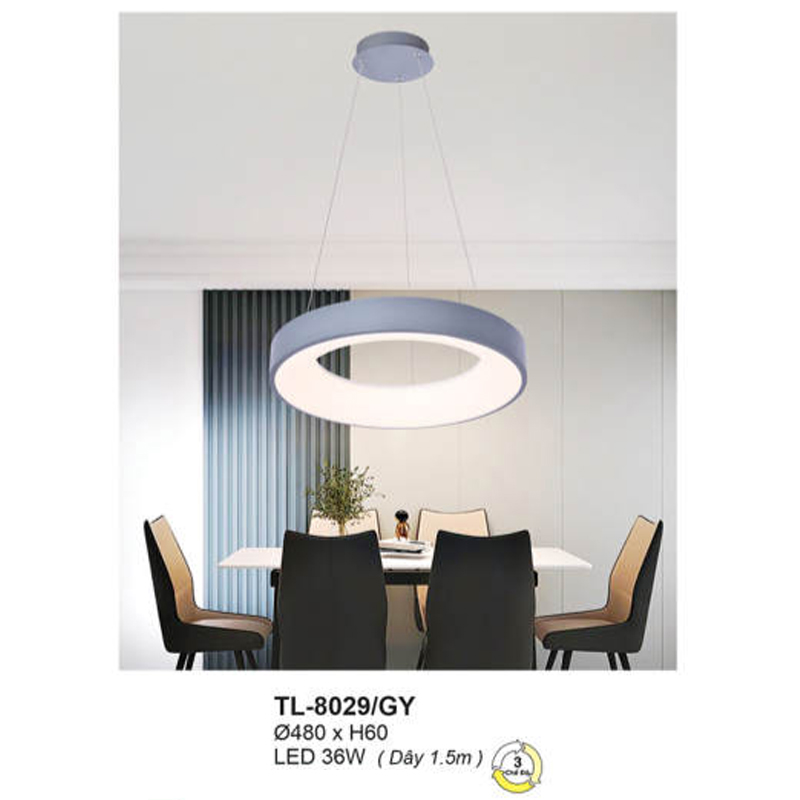 Đèn thả trang trí Andora Ø450 x H160 - LED 36W (Dây 1.5m) 3 CĐ