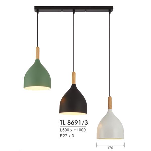 Đèn thả trần led L500*H1000, E27*3