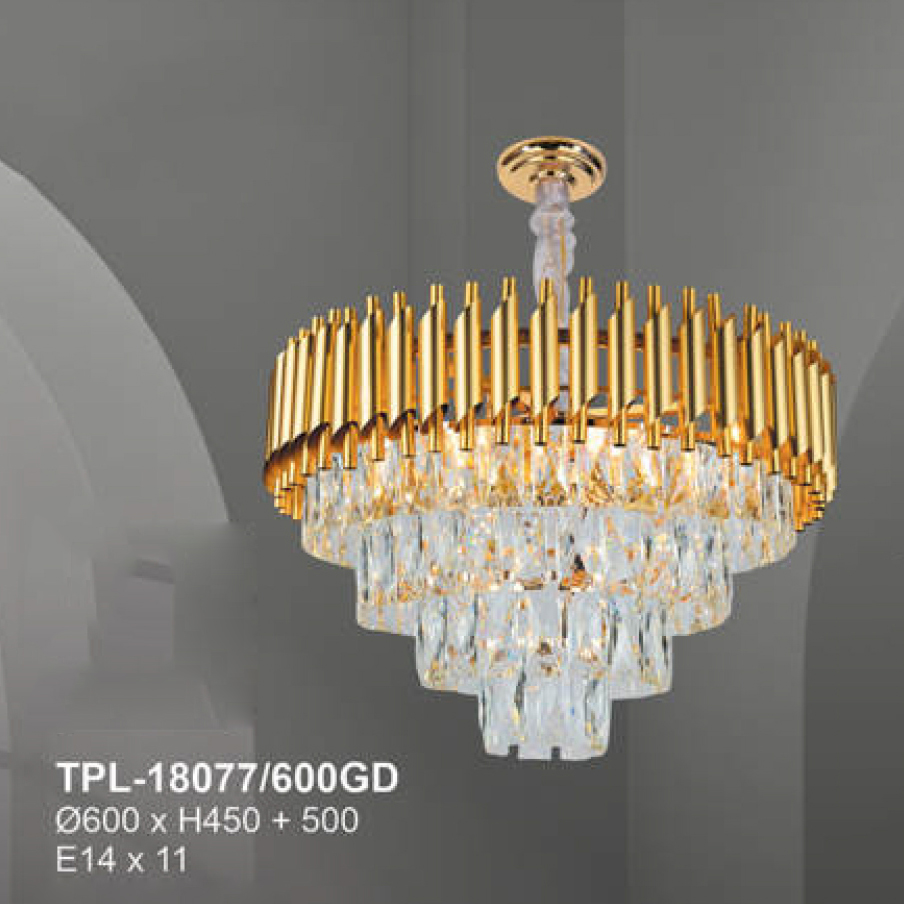 Đèn chùm pha lê Andora Ø600 x H450 + 500 E14 x 11