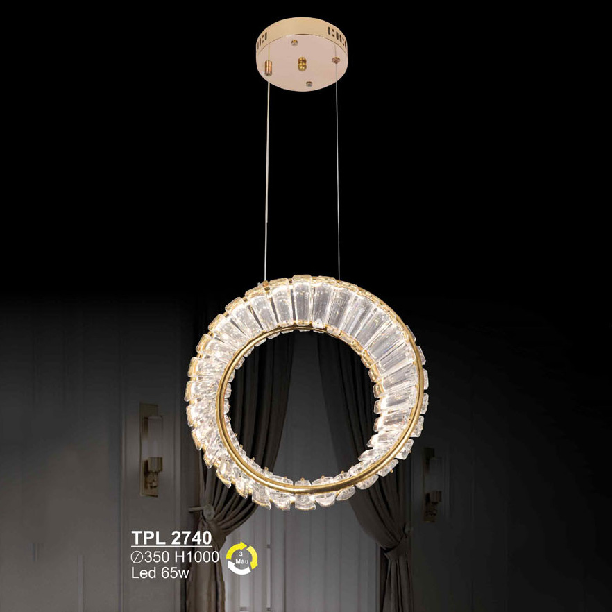 Đèn treo pha lê SANO LED 65W - Ø350*H1000 - 3 màu ánh sáng