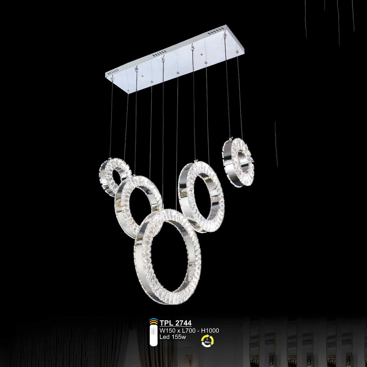 Đèn treo pha lê SANO LED 155W - W150*L700*H1000 - 3 màu ánh sáng