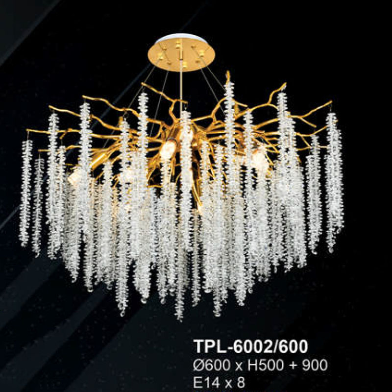 Đèn thả pha lê Andora Ø600 x H500 + 900 E14 x 8