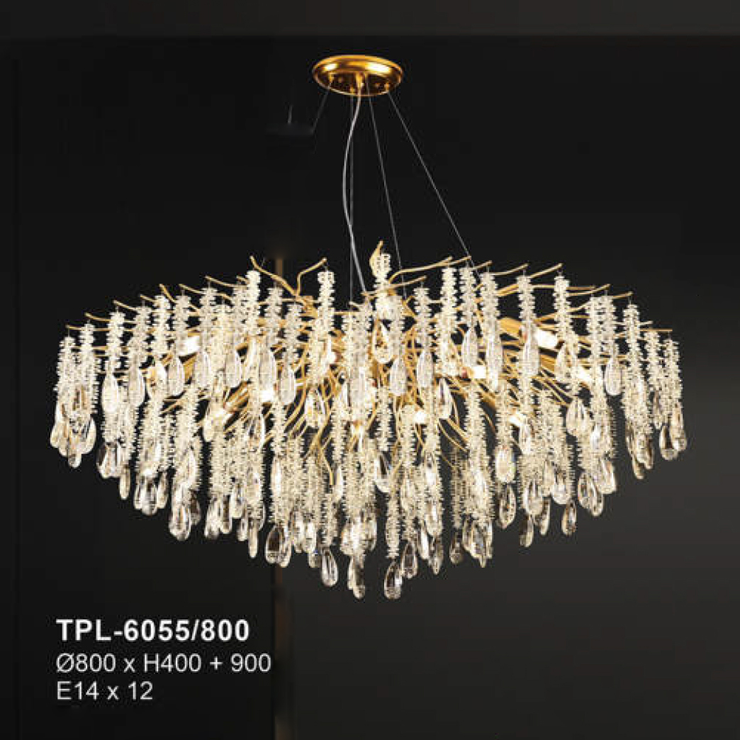 Đèn thả chùm pha lê Andora Ø800 x H400 + 900 E14 x 12
