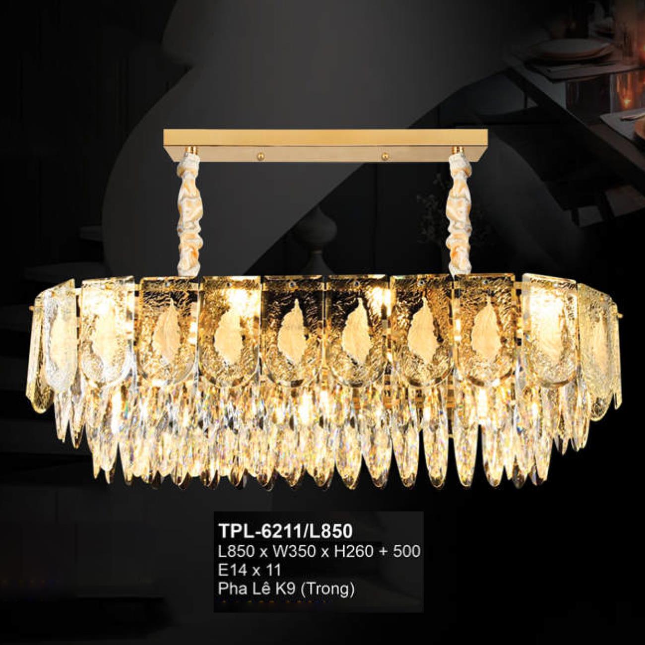 Đèn chùm pha lê Andora L850 x W350 x H260 + 500 E14 x 11 Pha Lê K9 (Trong)