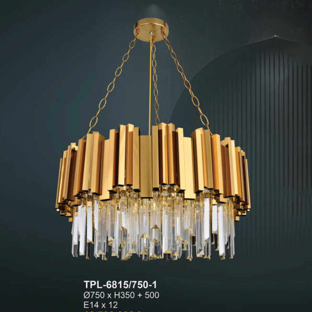 Đèn thả chùm pha lê Andora Ø750 x H350 + 500 E14 x 12