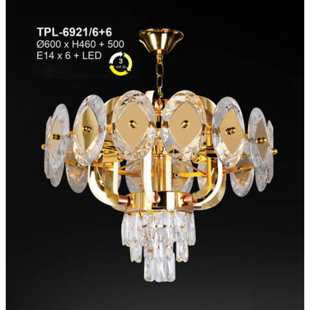 Đèn chùm pha lê Andora Ø600 x H460 + 500 E14 x 6 + LED