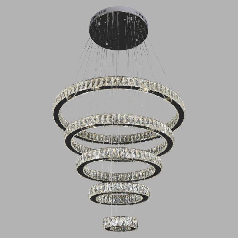 Đèn thả pha lê Verona Ø930 + 750 + 570 + 400 + 220, LED + Remote, ánh sáng 3 chế độ
