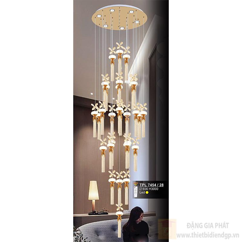Đèn treo pha lê Ø600 - H3000 - Led ánh sáng vàng