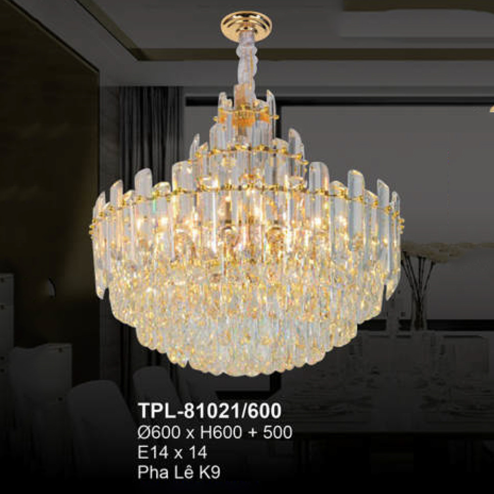 Đèn chùm pha lê Andora Ø600 x H600 + 500 E14 x 14 Pha Lê K9