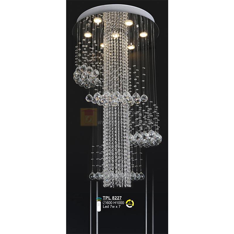 Đèn treo Pha Lê Led 7W*7 - Ø600*H1000 - 3 màu ánh sáng