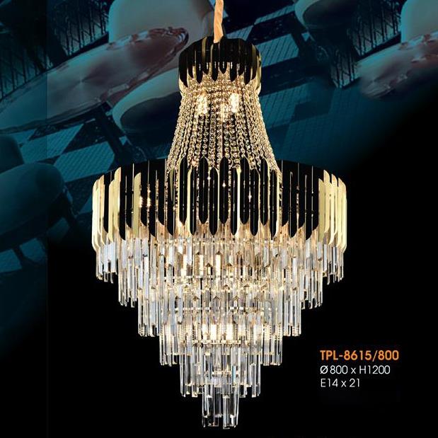 Đèn thả pha lê Verona Ø800 x H1200, E14 x 21