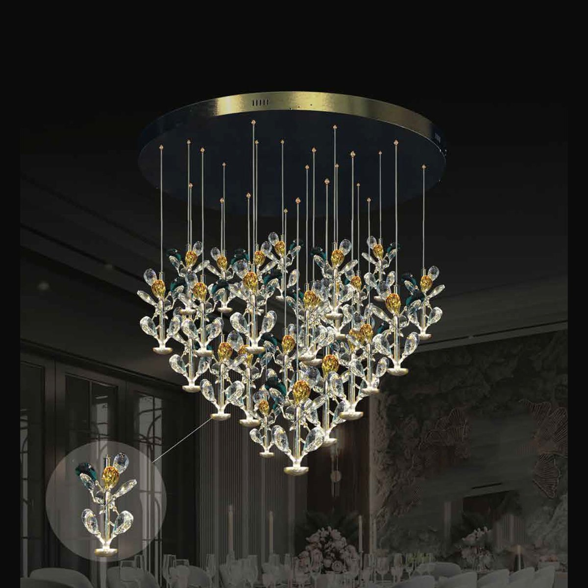 Đèn thả pha lê 355 DECOR TPL039T800 Ø800*H550