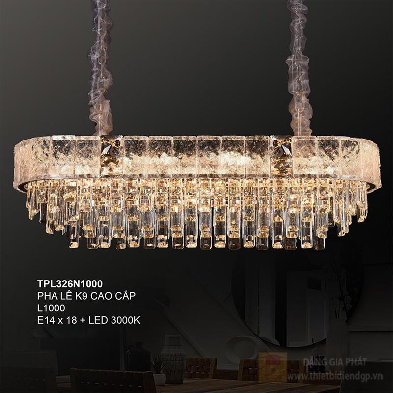 Đèn treo pha lê K9 cao cấp 355 decor E14*18 + LED 3000K - Ø1000