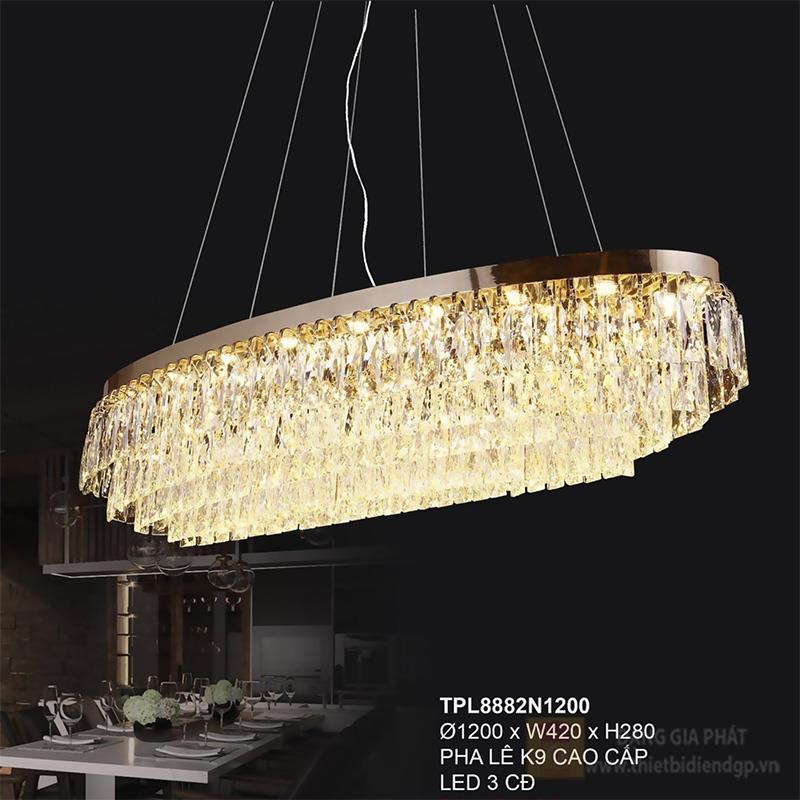 Đèn treo pha lê K9 cao cấp 355 decor LED 3 CĐ - Ø1200*W420*H280