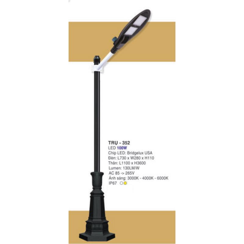 Đèn trụ sân vườn LED 100W Chip LED: Bridgelux USA Đèn: L730 x W280 x H110