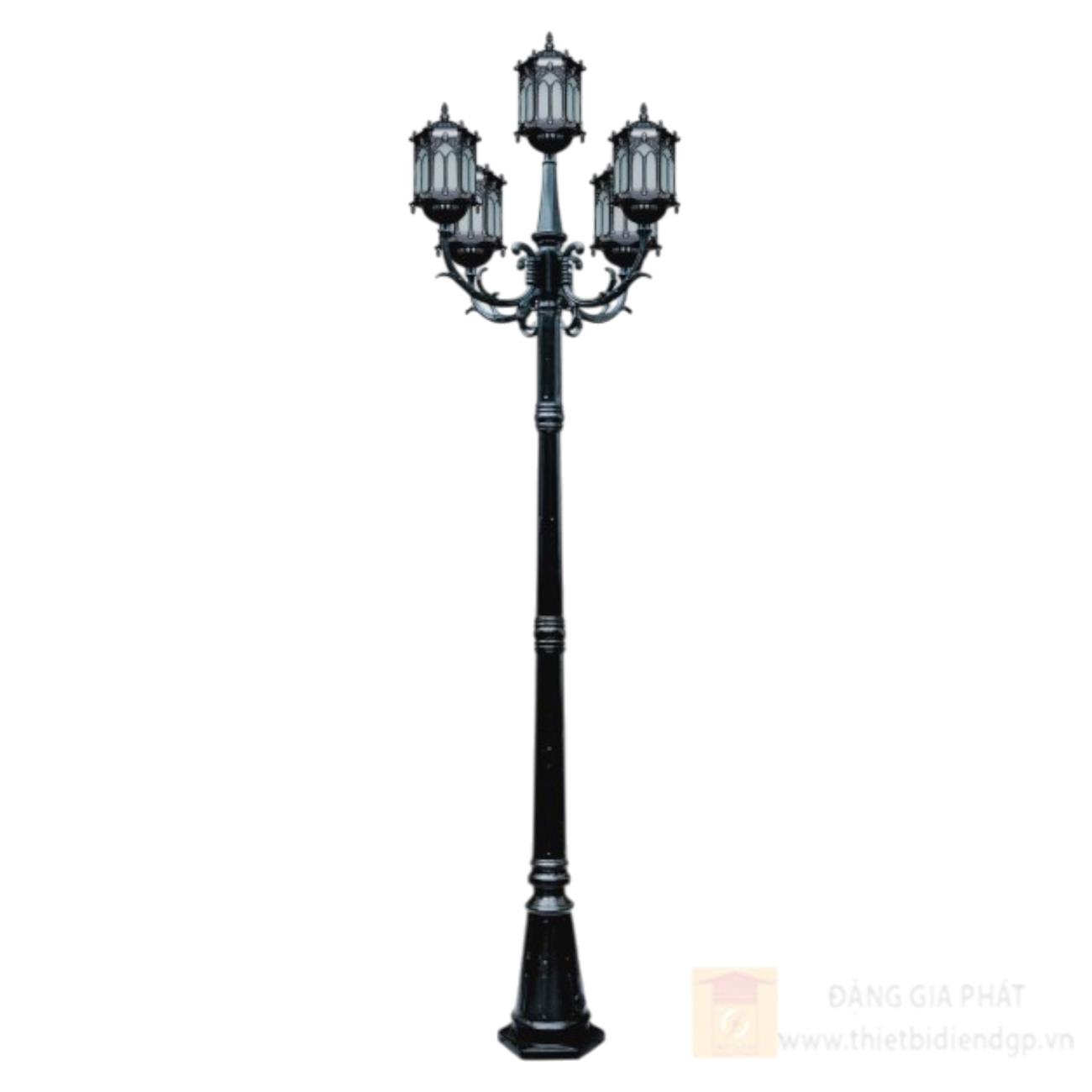 Đèn trụ ngoài trời, chân Ø250*H2400, đầu đèn Ø160*H280