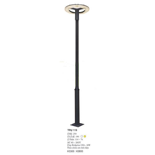 Đèn trụ sân vườn đế: Ø250, lỗ đế: Ø180, thân: Ø114 + 76 AC 85 - 265V Chip Bridgelux USA - 30W
