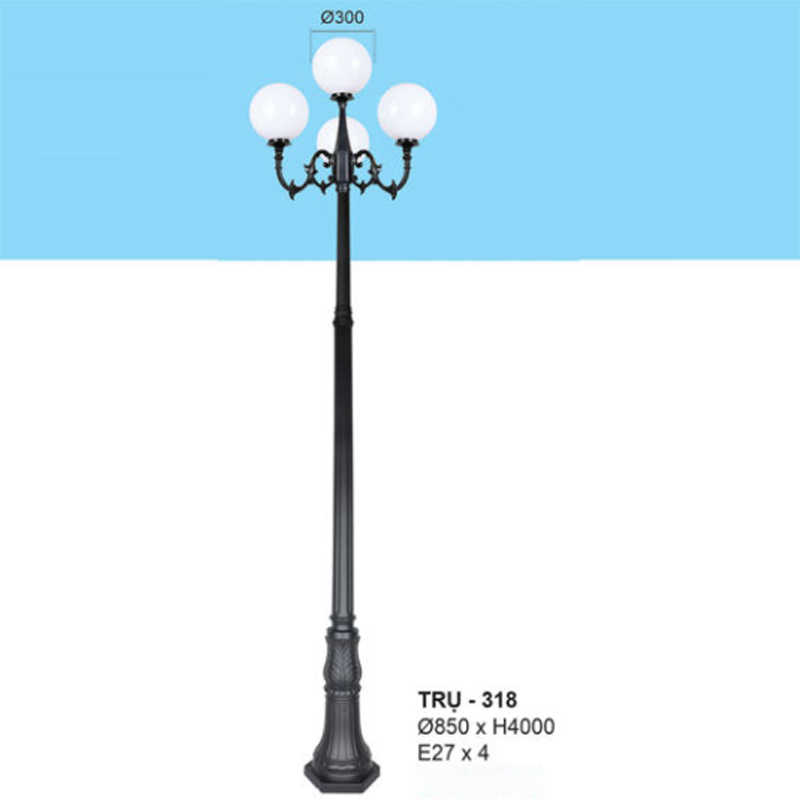 Đèn trụ sân vườn TRỤ 318 Ø850 x H4000 E27 x 4