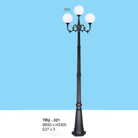 Đèn trụ sân vườn TRŲ 321 Ø650 x H3300 E27 x 3