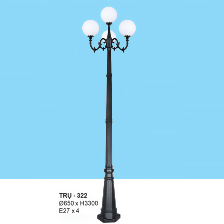 Đèn trụ sân vườn TRŲ 322 Ø650 x H3300 E27 x 4