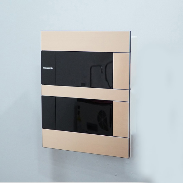Tủ điện Panasonic âm tường Level Art màu vàng ánh kim 2 tầng