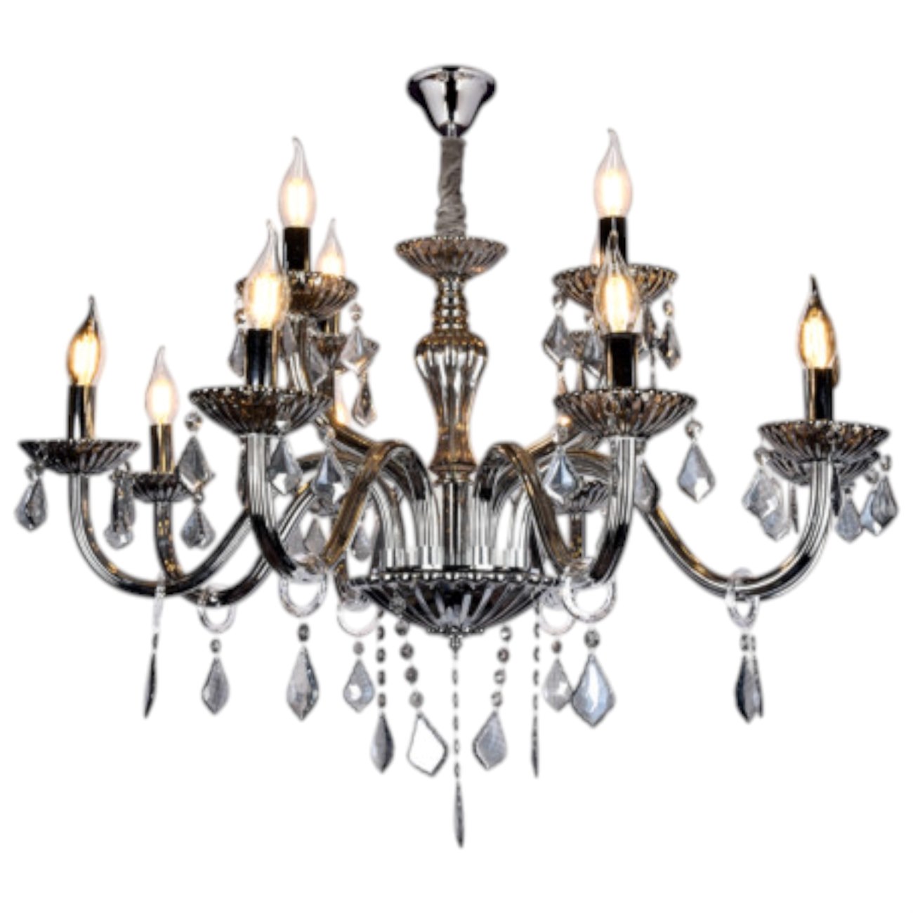 Đèn chùm pha lê Andora Ø800*H500+400-E14*12 (Pha Lê Xám)