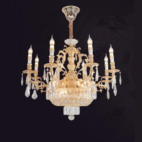 Đèn chùm thân đồng + pha lê K9 cao cấp Ø850*H750 - E14*8 - Trên Tay + E14*4 - Lớp Pha Lê